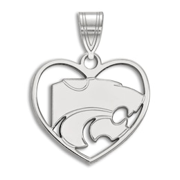 Kansas State University Heart Necklace Charm Sterling Silver