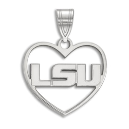 Louisiana State University Heart Necklace Charm Sterling Silver