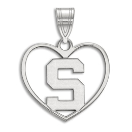 Michigan State University Heart Necklace Charm Sterling Silver