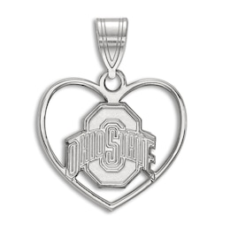 Ohio State University Heart Necklace Charm Sterling Silver