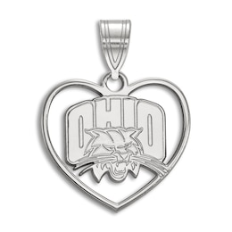 Ohio University Heart Necklace Charm Sterling Silver