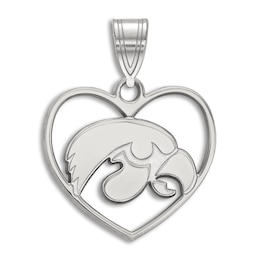 University of Iowa Heart Necklace Charm Sterling Silver