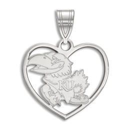 University of Kansas Heart Necklace Charm Sterling Silver