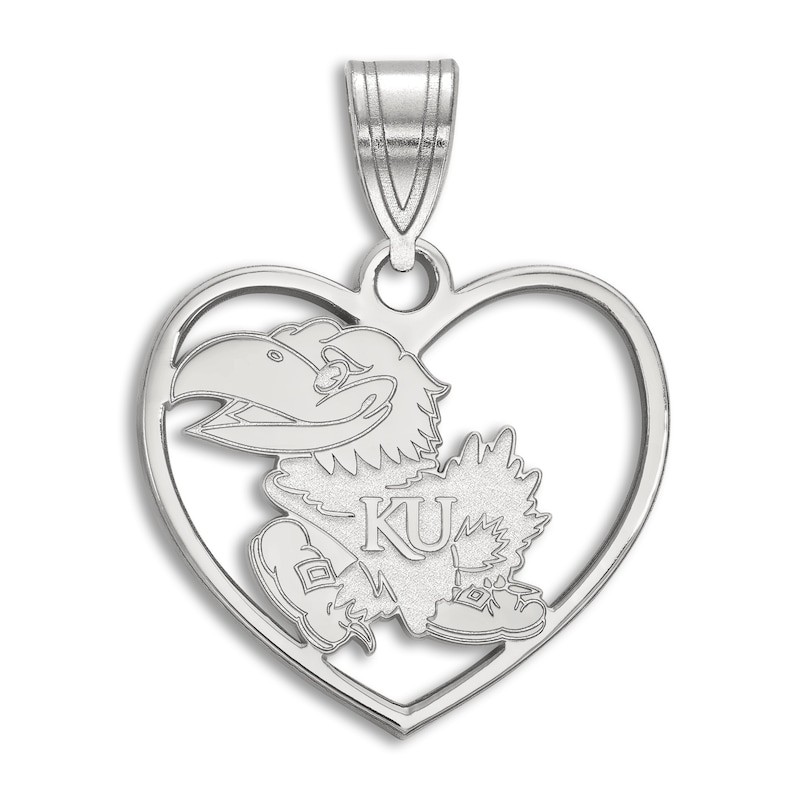 Main Image 1 of University of Kansas Heart Necklace Charm Sterling Silver