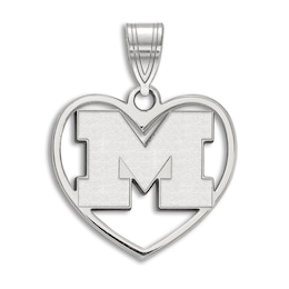 University of Michigan Heart Necklace Charm Sterling Silver