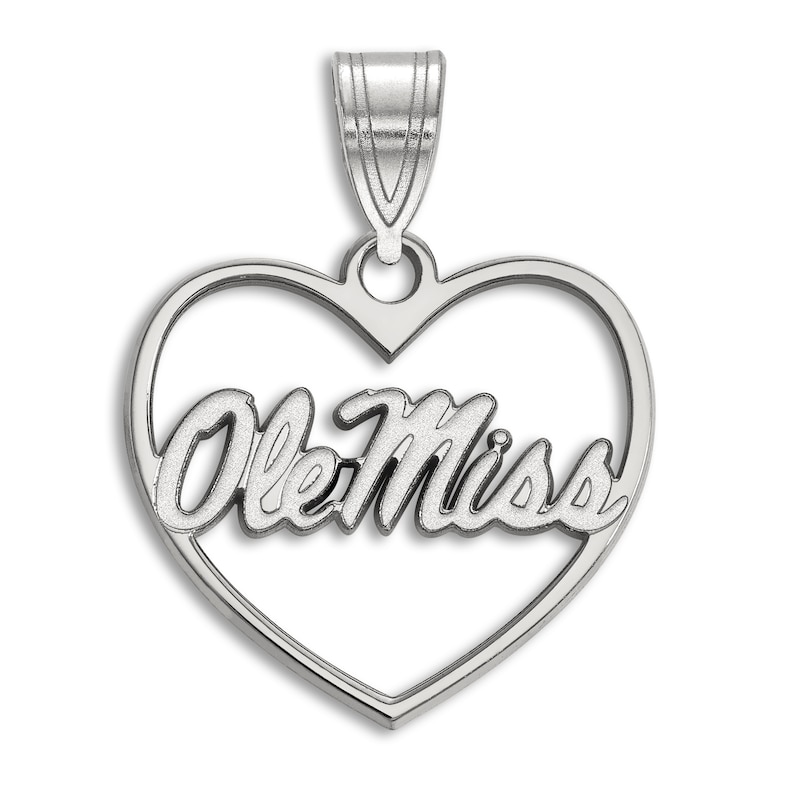 Main Image 1 of University of Mississippi Heart Necklace Charm Sterling Silver