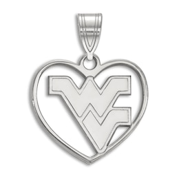 West Virginia University Heart Necklace Charm Sterling Silver