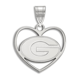 University of Georgia Heart Necklace Charm Sterling Silver