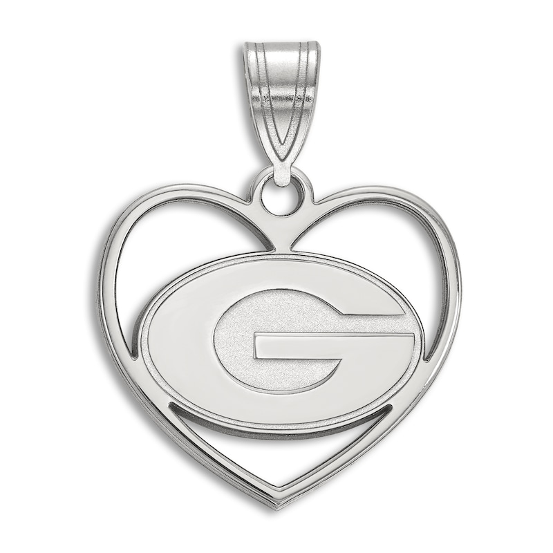 Main Image 1 of University of Georgia Heart Necklace Charm Sterling Silver