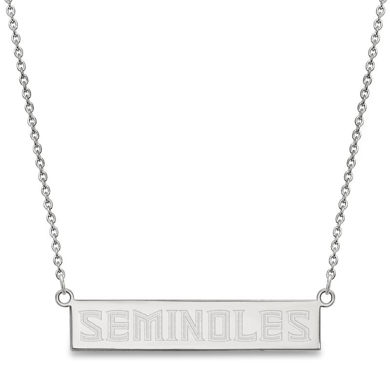 Main Image 1 of Florida State University Small Bar Necklace Sterling Silver 18&quot;