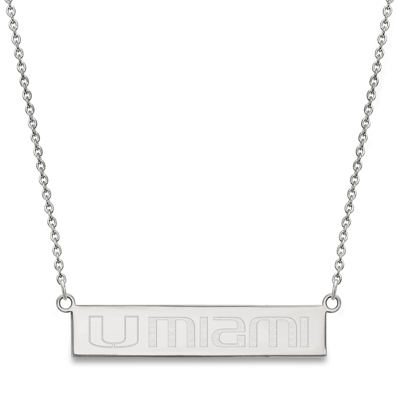 Main Image 1 of University of Miami Small Bar Necklace Sterling Silver 18&quot;