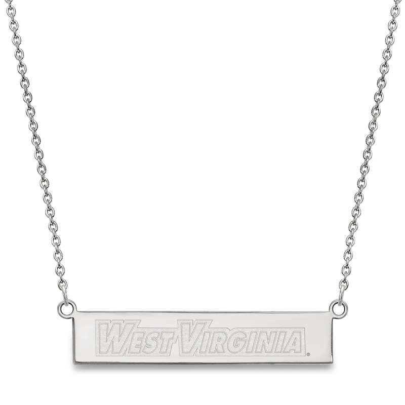 West Virginia University Small Bar Necklace Sterling Silver 18"