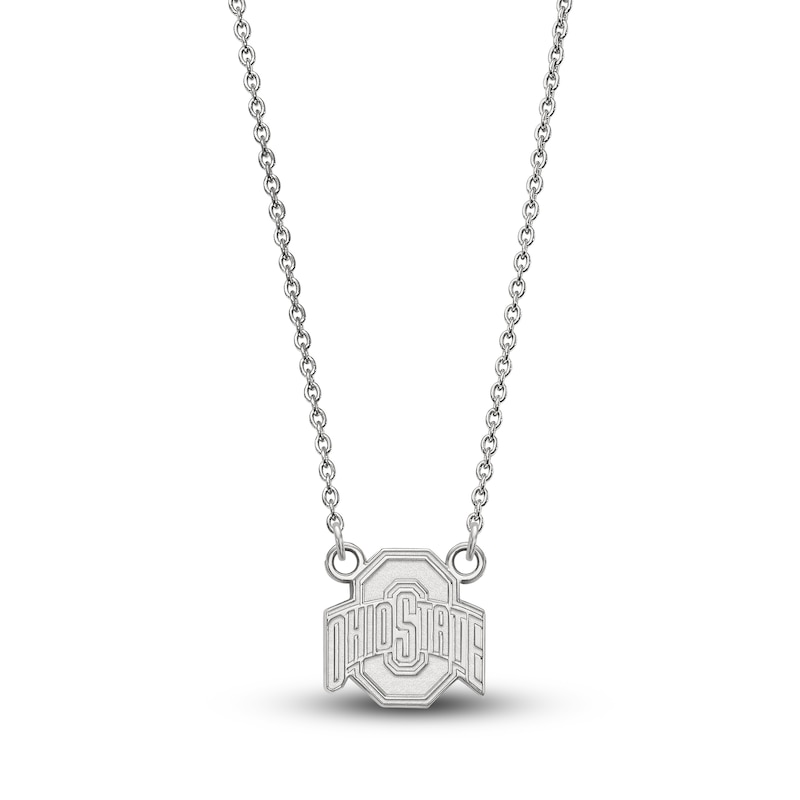 Ohio State University Small Pendant Necklace Sterling Silver 18"