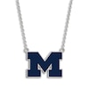 Thumbnail Image 1 of University of Michigan Large Blue Enamel Pendant Necklace Sterling Silver 18&quot;