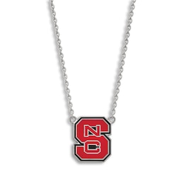 North Carolina State University Large Enamel Pendant Necklace Sterling Silver 18&quot;