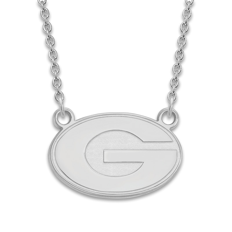 Main Image 1 of University of Georgia Small Pendant Necklace Sterling Silver 18&quot;