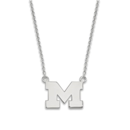 University of Michigan Small Pendant Necklace Sterling Silver 18&quot;