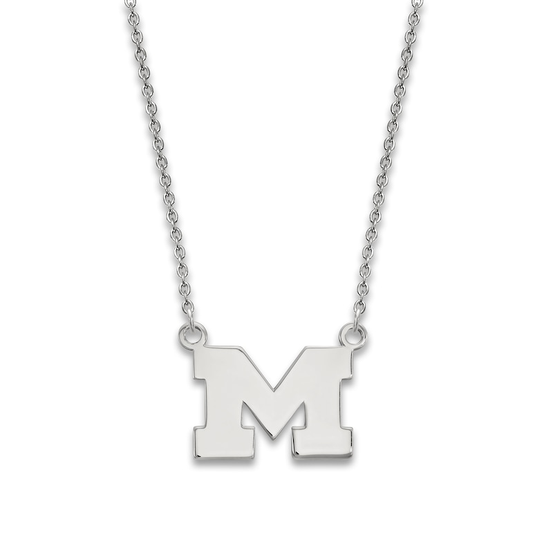 Main Image 1 of University of Michigan Small Pendant Necklace Sterling Silver 18&quot;