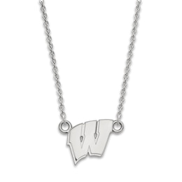 University of Wisconsin Small Pendant Necklace Sterling Silver 18&quot;