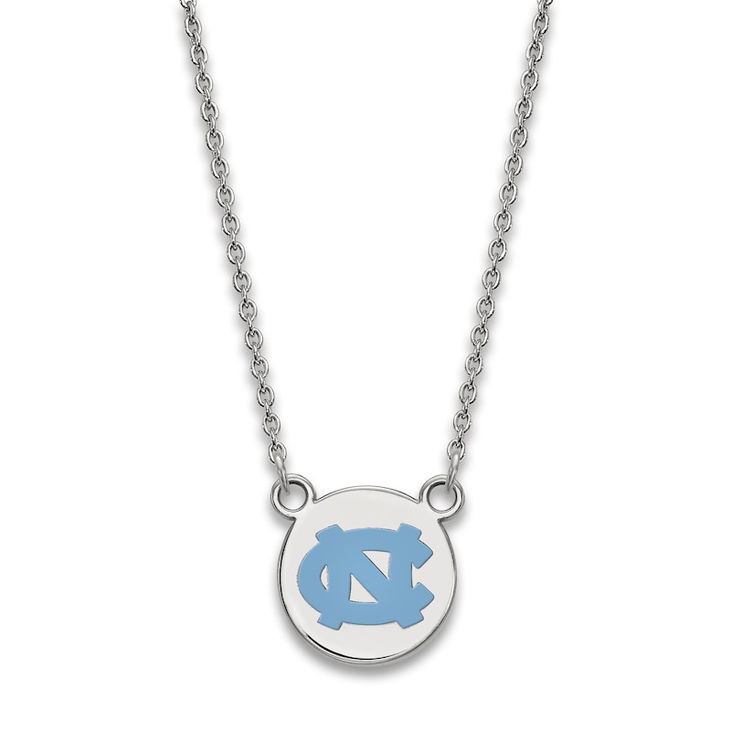 University of North Carolina Small Enamel Pendant Necklace Sterling Silver 18"