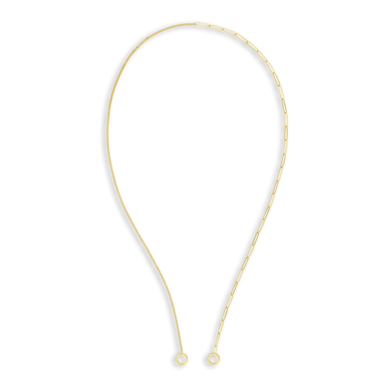Solid Paperclip/Curb Split Chain Necklace 14K Yellow Gold 20" 2.6mm