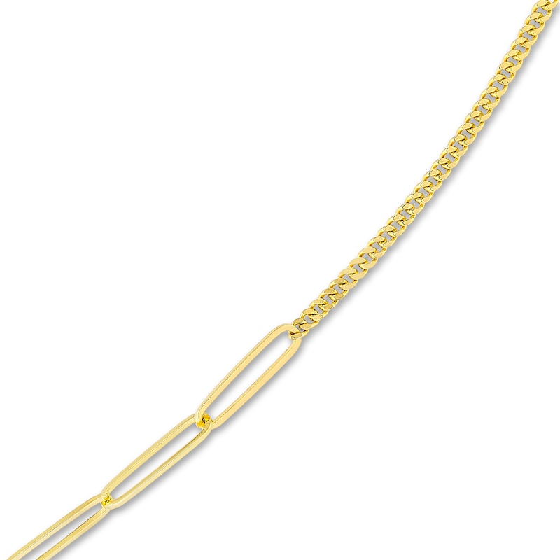 Solid Paperclip/Curb Split Chain Necklace 14K Yellow Gold 20" 2.6mm