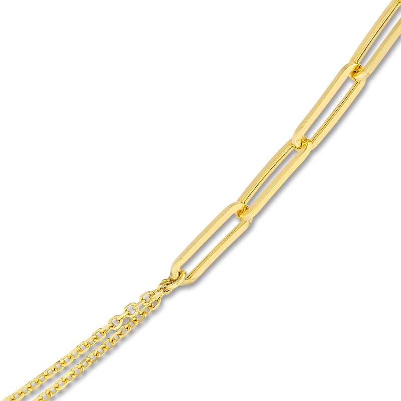 Semi-Solid Paperclip/Curb Split Chain Necklace 14K Yellow Gold 20" 1.5mm