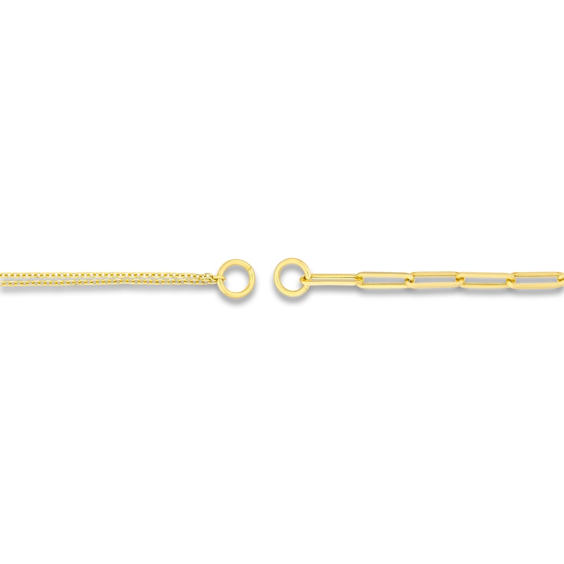 Semi-Solid Paperclip/Curb Split Chain Necklace 14K Yellow Gold 20" 1.5mm