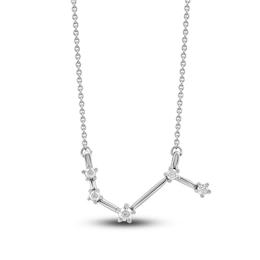 Diamond Aries Constellation Pendant Necklace 1/6 ct tw Round 14K White Gold