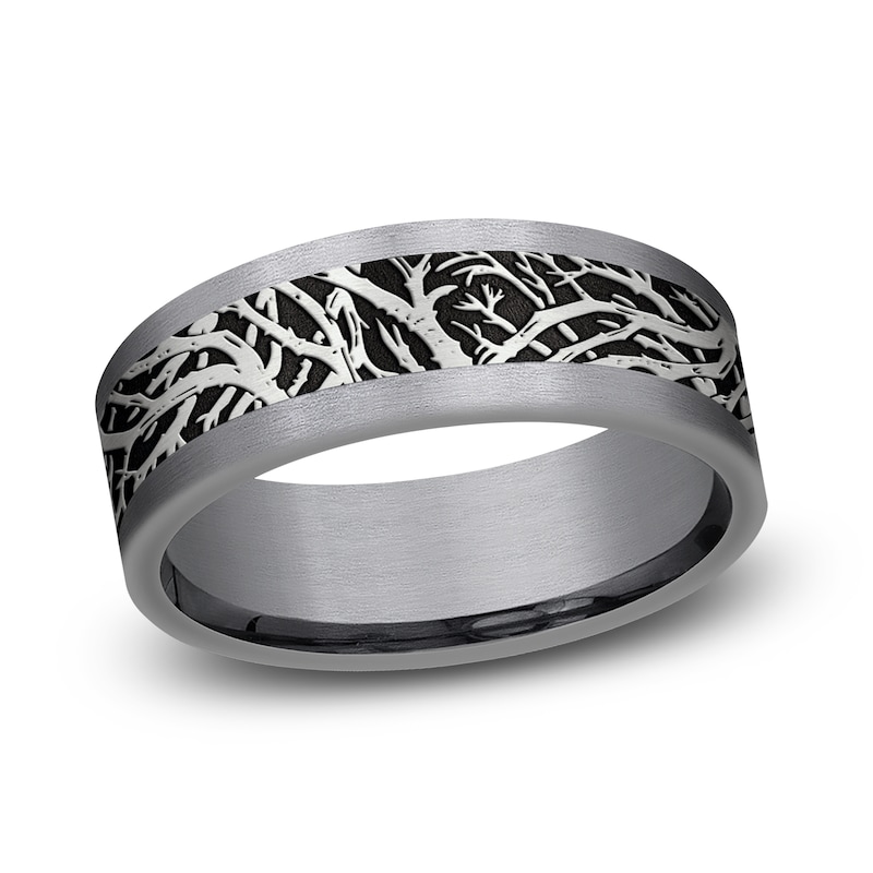 Main Image 1 of Men's Forest Motif Wedding Band Tantalum/Titanium