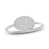 Thumbnail Image 0 of Juliette Maison Diamond Initial Oval Signet Ring 1/15 ct tw Round 10K White Gold