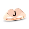 Thumbnail Image 0 of Juliette Maison Black Diamond Initial Heart Signet Ring 1/6 ct tw Round 10K Rose Gold