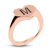 Thumbnail Image 1 of Juliette Maison Black Diamond Initial Heart Signet Ring 1/6 ct tw Round 10K Rose Gold