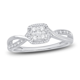 Diamond Promise Ring 1/6 ct tw Round 10K White Gold