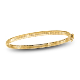 Diamond-Cut Satin Hinged Bangle Bracelet 14K Yellow Gold 7.5&quot;