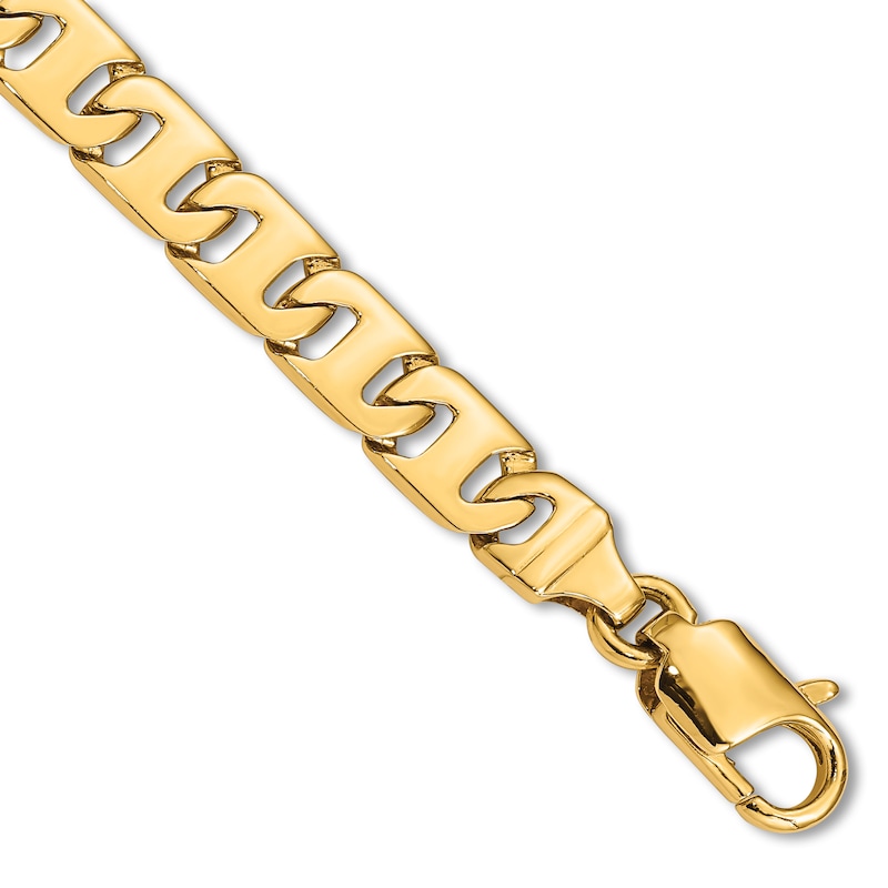 Men's Solid High-Polish Anchor Link Bracelet 14K Yellow Gold 8