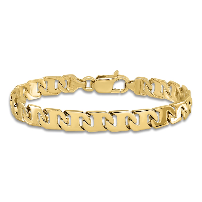 Main Image 3 of Men's Solid High-Polish Anchor Link Bracelet 14K Yellow Gold 8&quot;