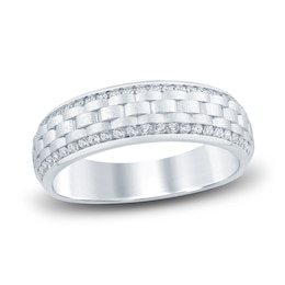 Men's Woven Diamond Wedding Band 1/2 ct tw Round 14K White Gold