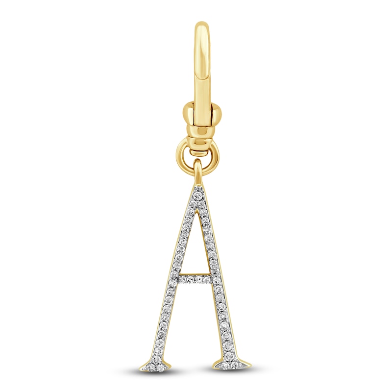 Main Image 1 of Charm'd by Lulu Frost Diamond Letter A Charm 1/10 ct tw Pavé Round 10K Yellow Gold