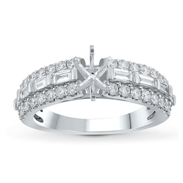 Lab-Created Diamond Engagement Ring Setting 1 ct tw Baguette/Round 14K White Gold