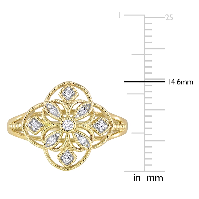 Main Image 4 of Diamond Lace Ring 1/20 ct tw Round 14K Yellow Gold