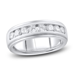 Men's Lab-Created Diamond Anniversary Ring 1 ct tw Round 14K White Gold