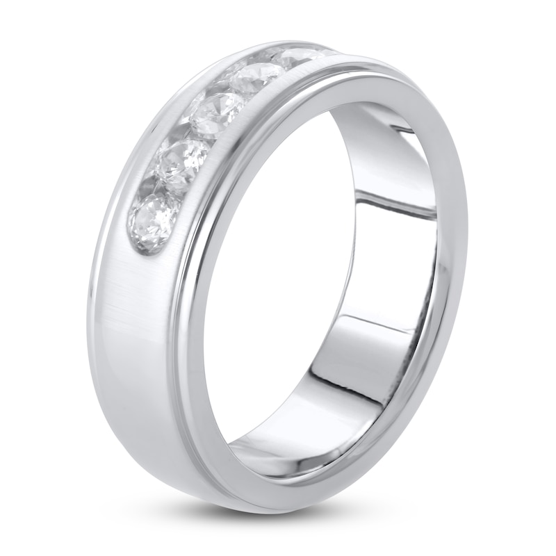 Men's Lab-Created Diamond Anniversary Ring 1 ct tw Round 14K White Gold