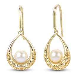 Freshwater Cultured Pearl Hook Earrings 14K Yellow Gold