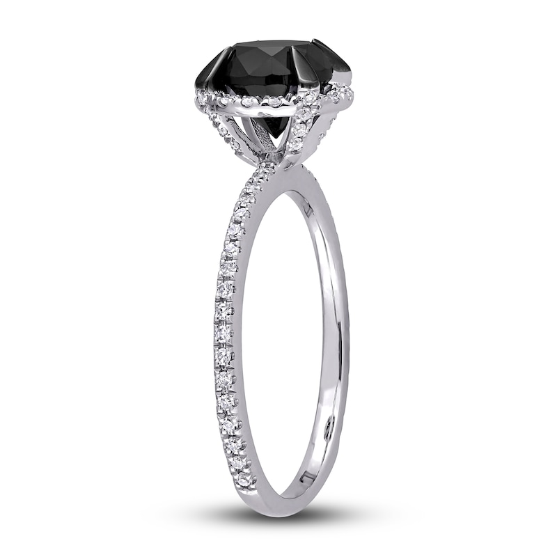 Main Image 2 of Black & White Diamond Engagement Ring 2 ct tw Round 14K White Gold