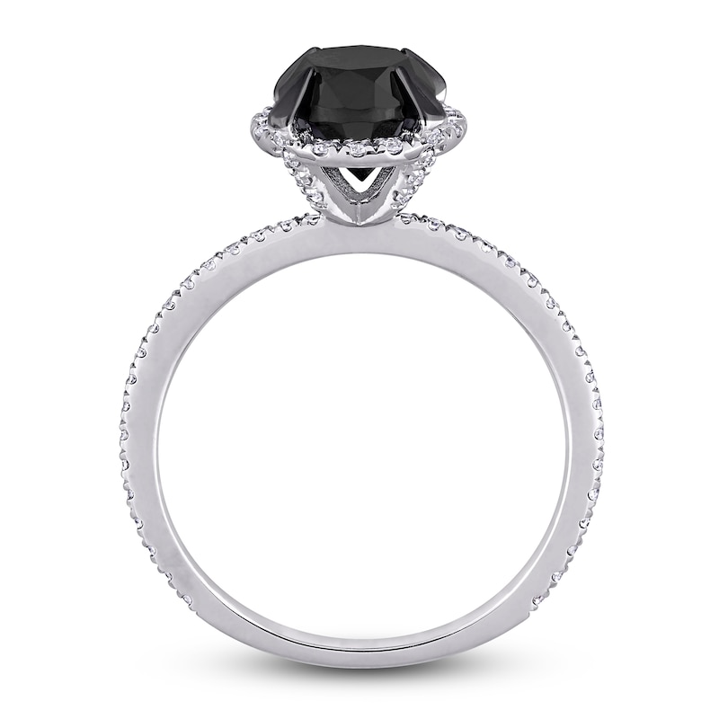 Main Image 3 of Black & White Diamond Engagement Ring 2 ct tw Round 14K White Gold