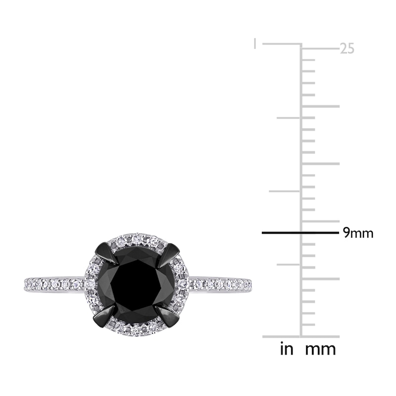 Main Image 4 of Black & White Diamond Engagement Ring 2 ct tw Round 14K White Gold