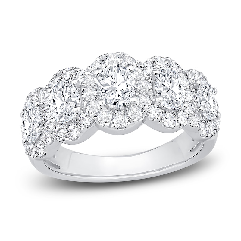 Diamond 5-Stone Anniversary Ring 2 ct tw Oval/Round 14K White Gold