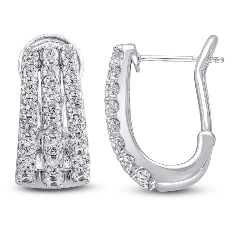 Diamond Three-Row Split Hoop Earrings 2 ct tw 14K White Gold