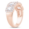 Thumbnail Image 2 of Emerald & Round-Cut Diamond Anniversary Band 2 ct tw 14K Rose Gold